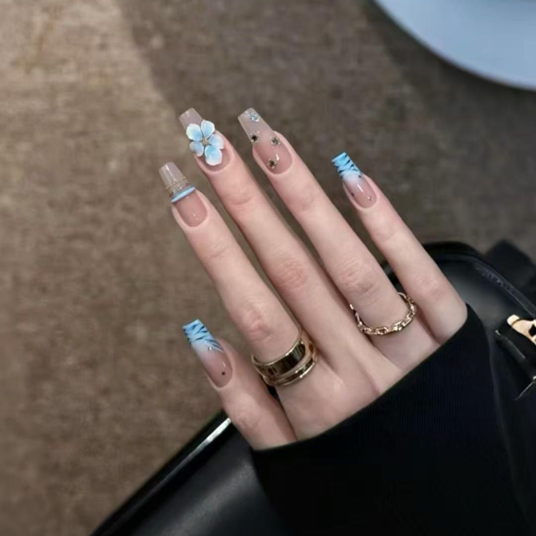 Nail Art Zebra - 10pcs Handmade Middle Press On Nails