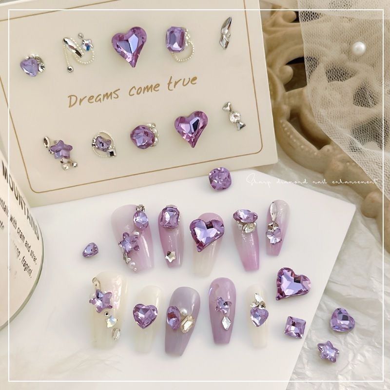 Nail Art Violet - 10pcs Light Purple Bule Nail Art