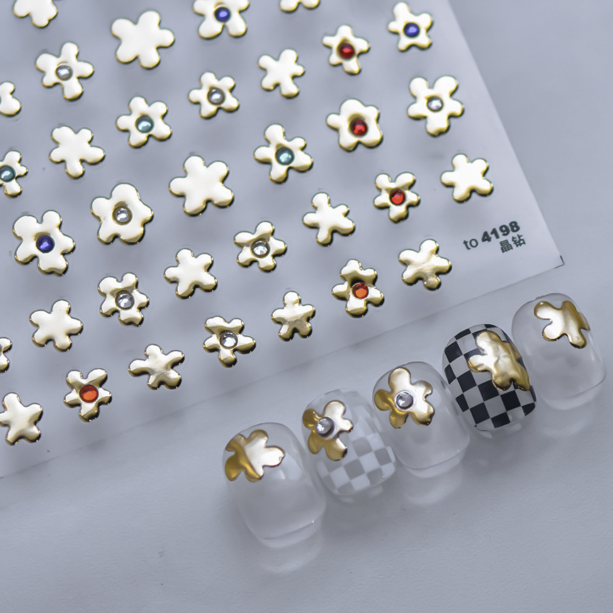 Nail Art Orange - 1 piece 5D colorful jelly flower
