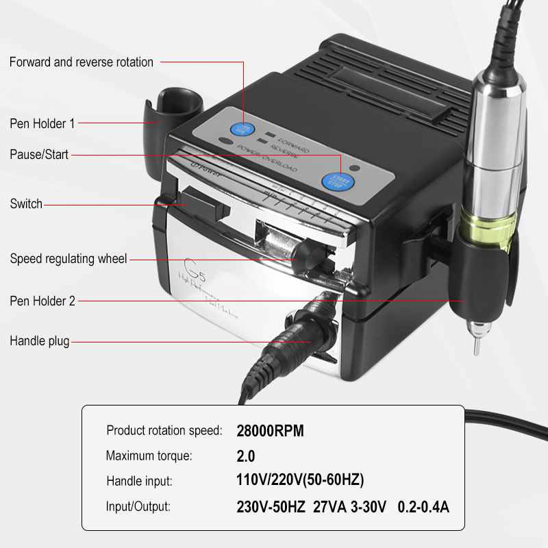 Nail Drill Machine - New G5 Professional Nail Remover Nail
