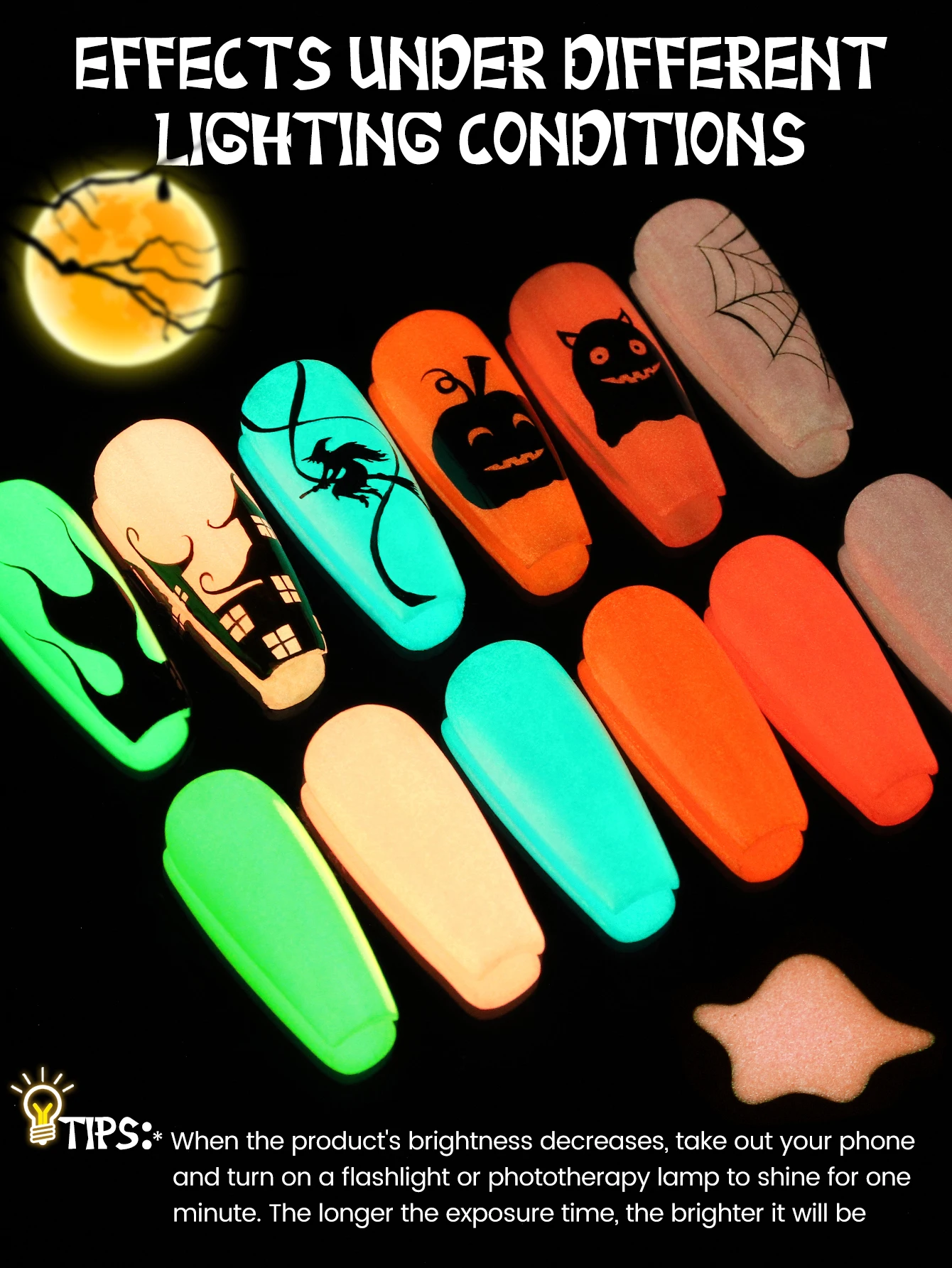 YOKEFELLOW Glow in the Dark Ge - огляд і ціна Nail Art Orange