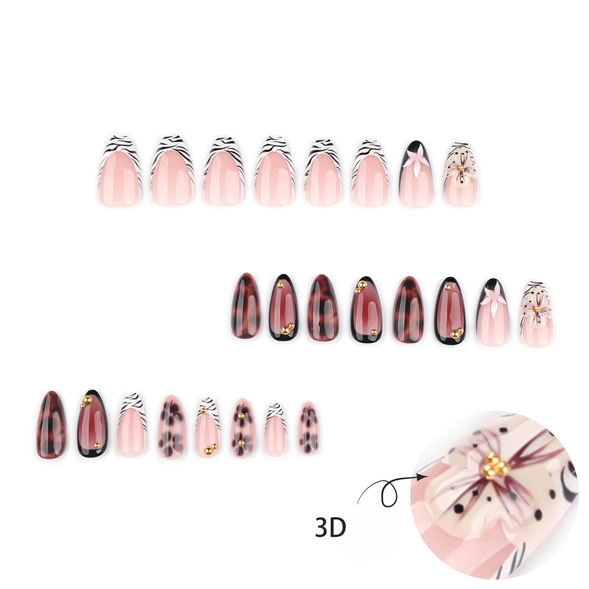 24Pcs French Zebra-Print Fake  - огляд і ціна Nail Art Zebra