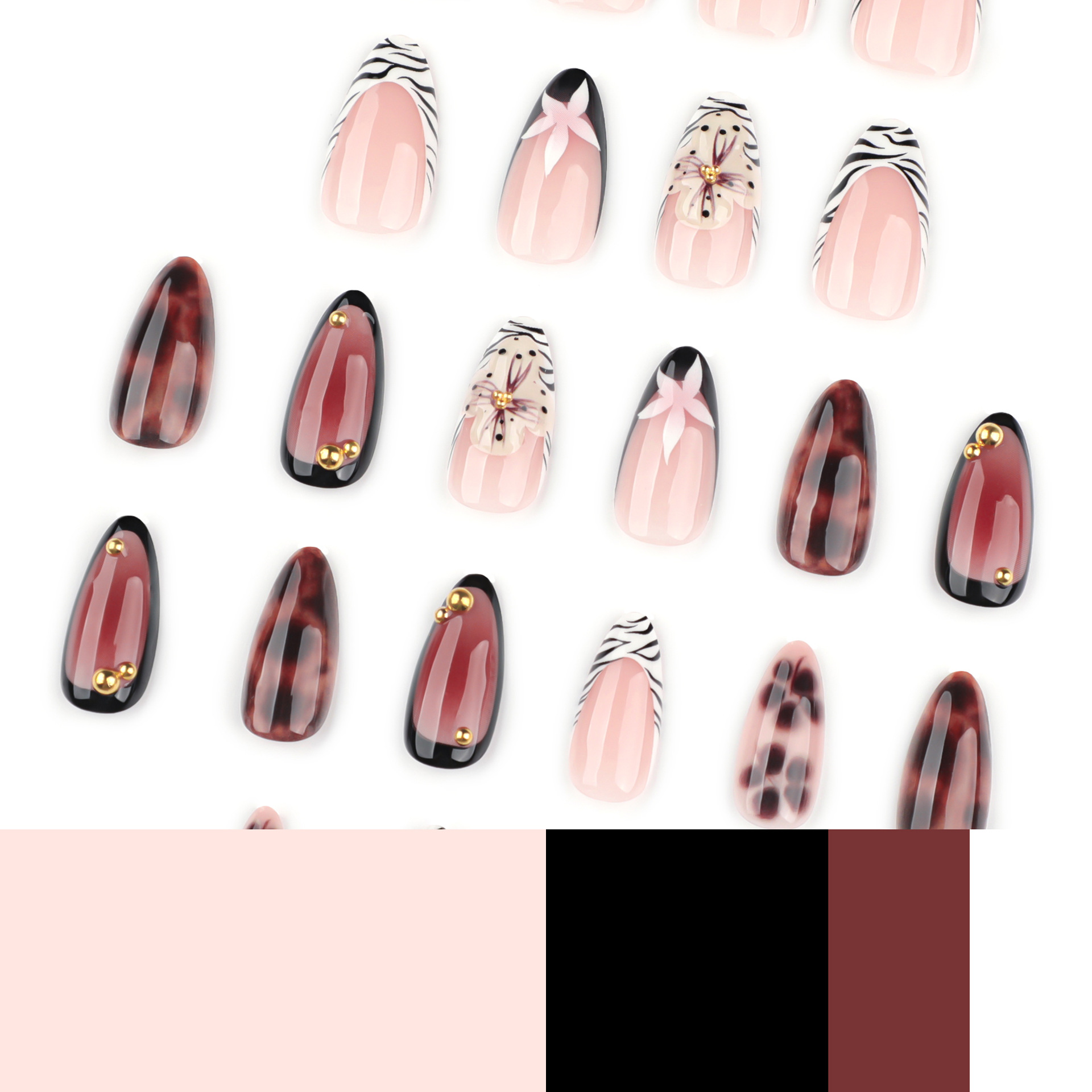 24Pcs French Zebra-Print Fake  - огляд і ціна Nail Art Zebra