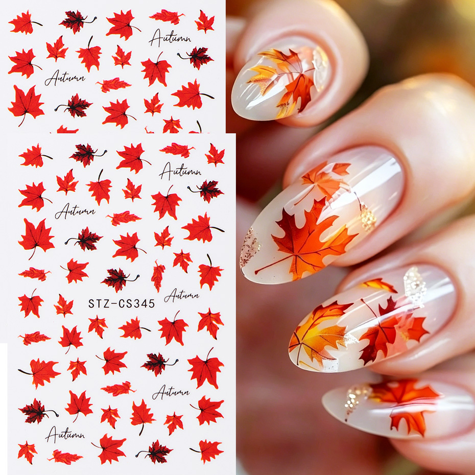 2pcs Watercolor Orange Red Map - огляд і ціна Nail Art Orange