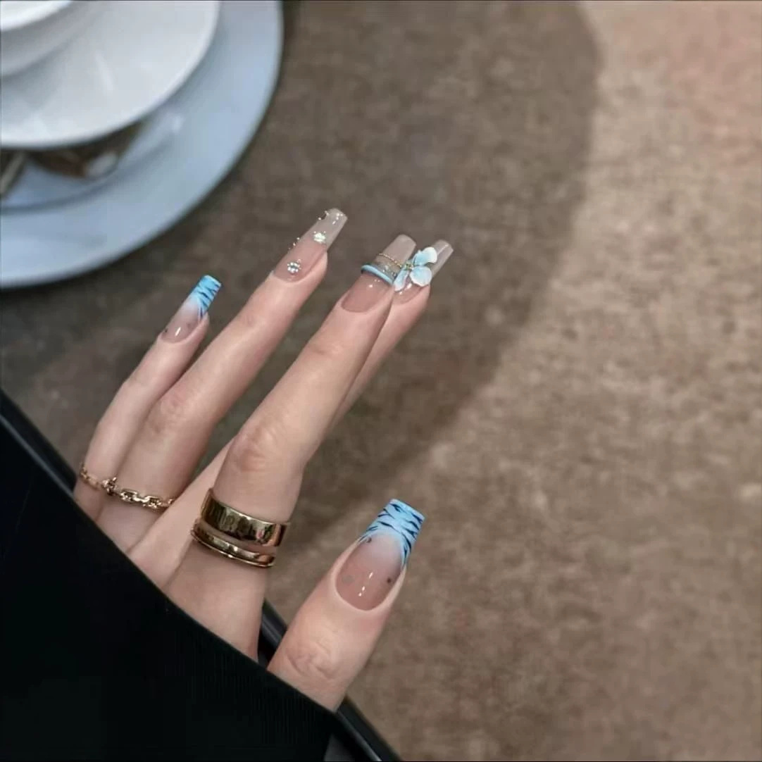 10pcs Handmade Middle Press On - огляд і ціна Nail Art Zebra