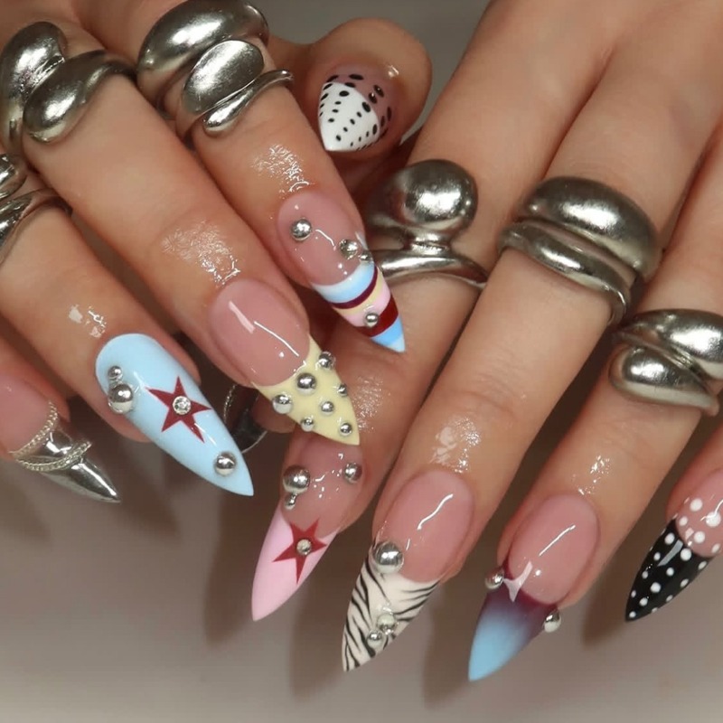 24PCS Y2k Long Stiletto Press  - огляд і ціна Nail Art Zebra