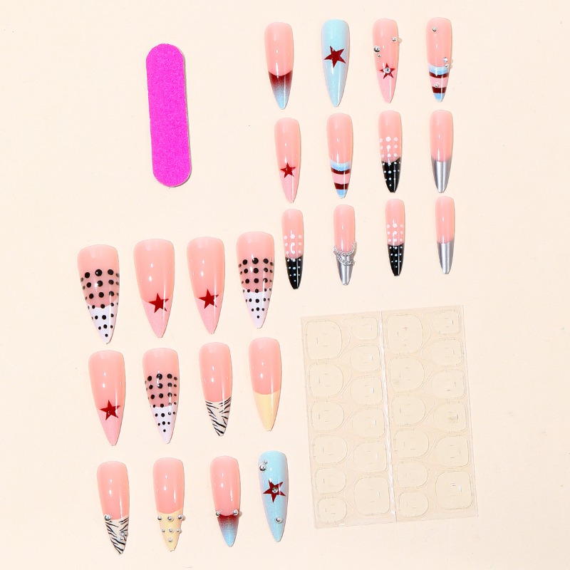 24PCS Y2k Long Stiletto Press  - огляд і ціна Nail Art Zebra