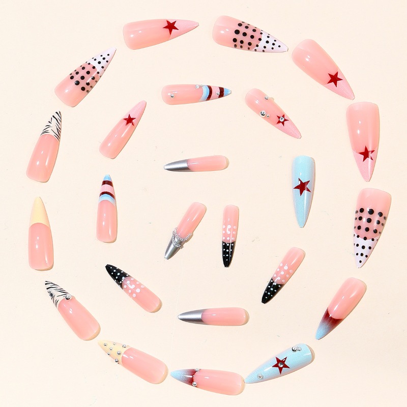 24PCS Y2k Long Stiletto Press  - огляд і ціна Nail Art Zebra