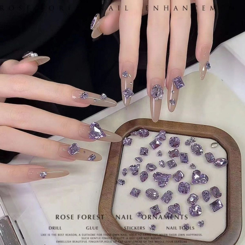 10pcs Light Purple Bule Nail A - огляд і ціна Nail Art Violet
