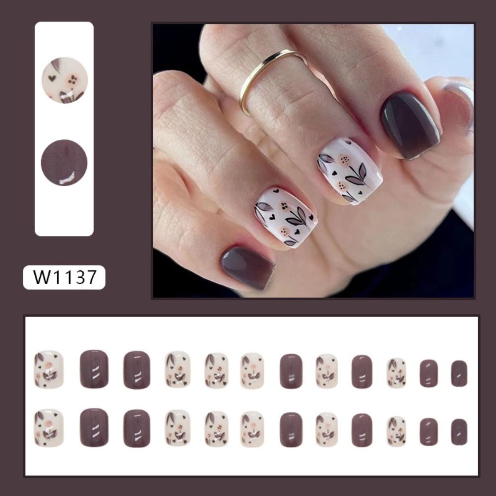 New Short Round False Nails Ze - огляд і ціна Nail Art Zebra