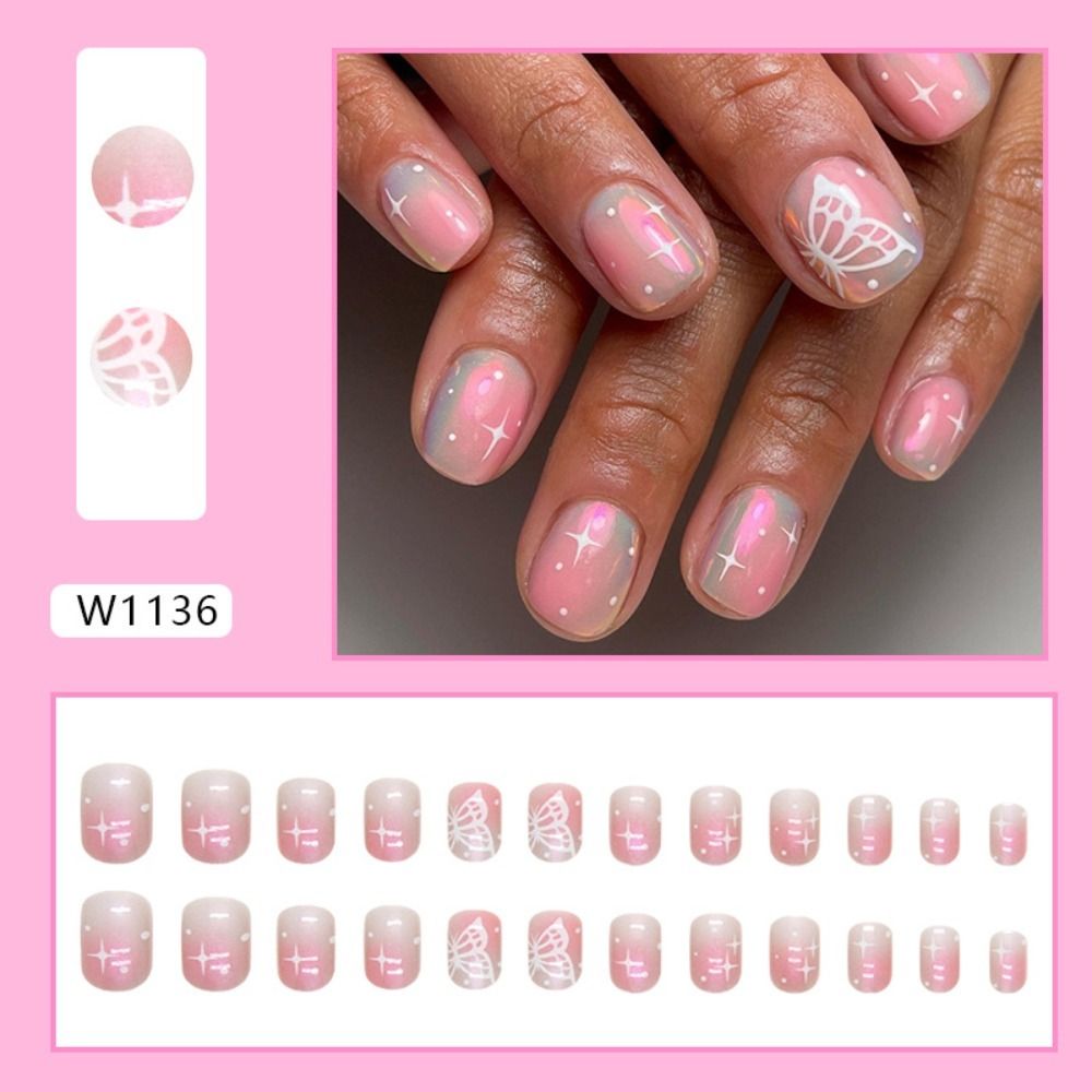 New Short Round False Nails Ze - огляд і ціна Nail Art Zebra