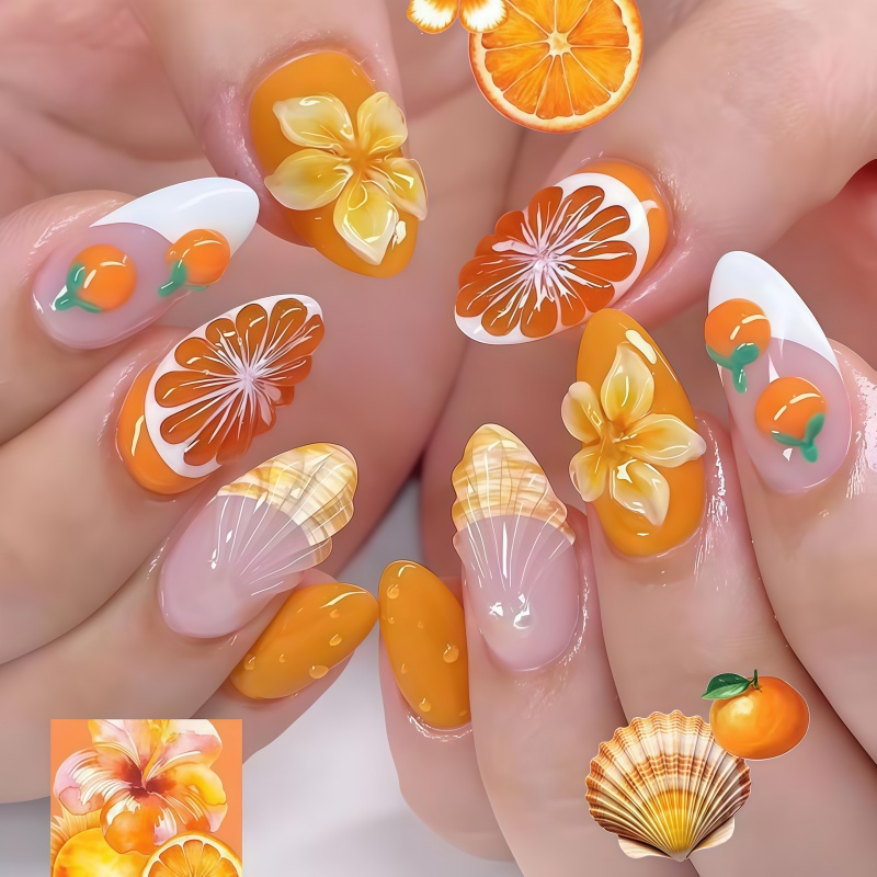 2026New 30pcs 3D Fruit Orange  - огляд і ціна Nail Art Orange