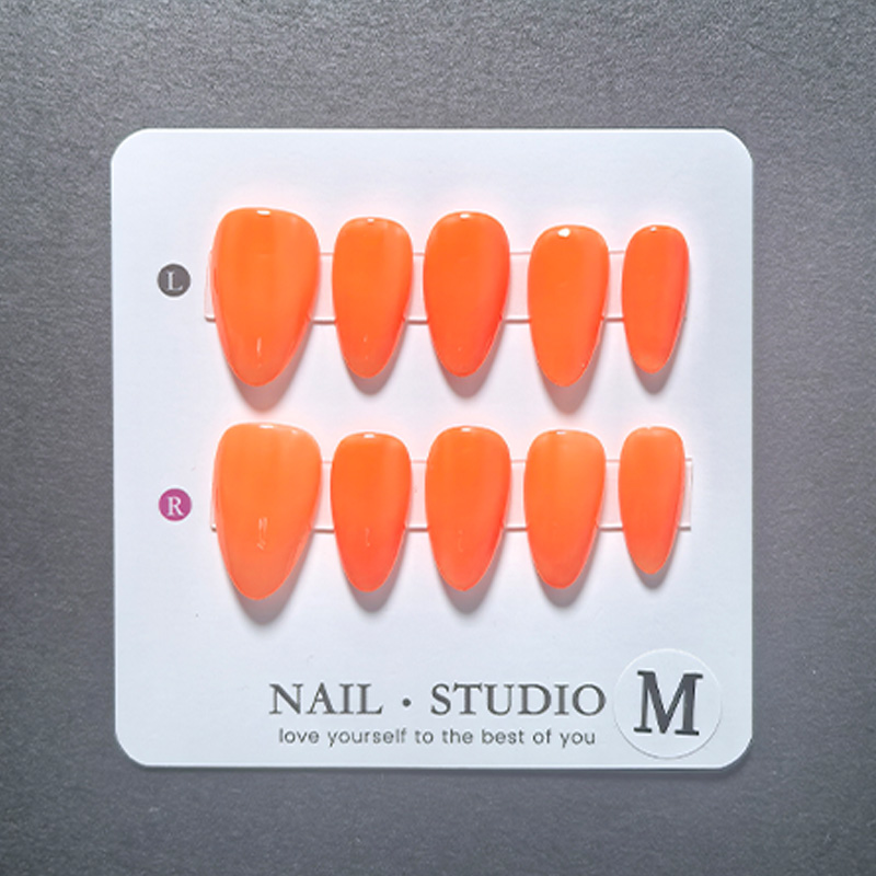 10pcs Almond Press on Nails Ha - огляд і ціна Nail Art Orange