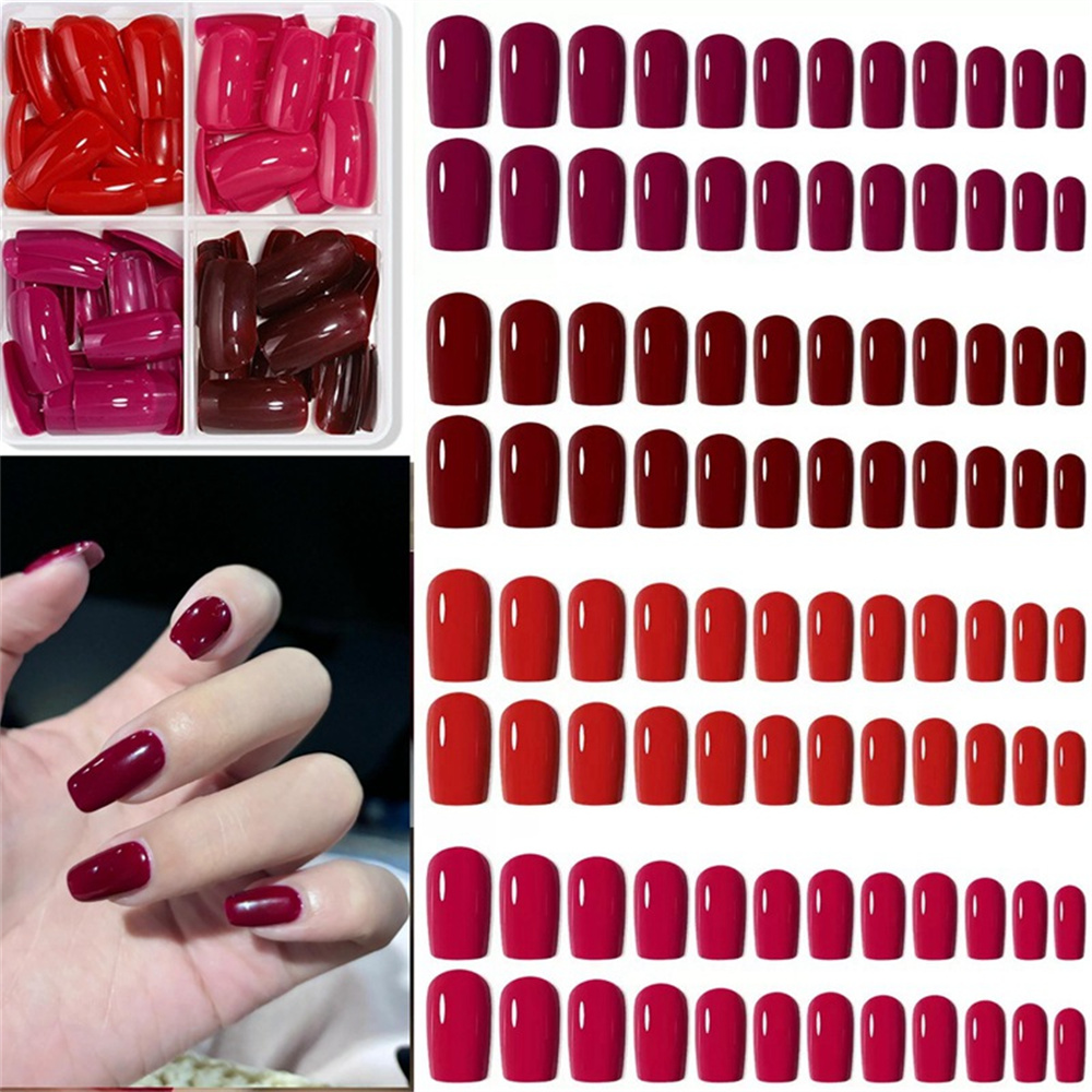 96pcs Solid Red Short Square G - огляд і ціна Nail Art Violet