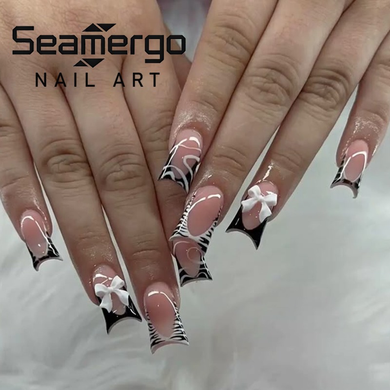 24PCS Simple Black Duckbill Fa - огляд і ціна Nail Art Zebra