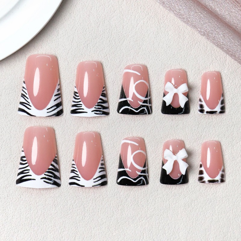24PCS Simple Black Duckbill Fa - огляд і ціна Nail Art Zebra