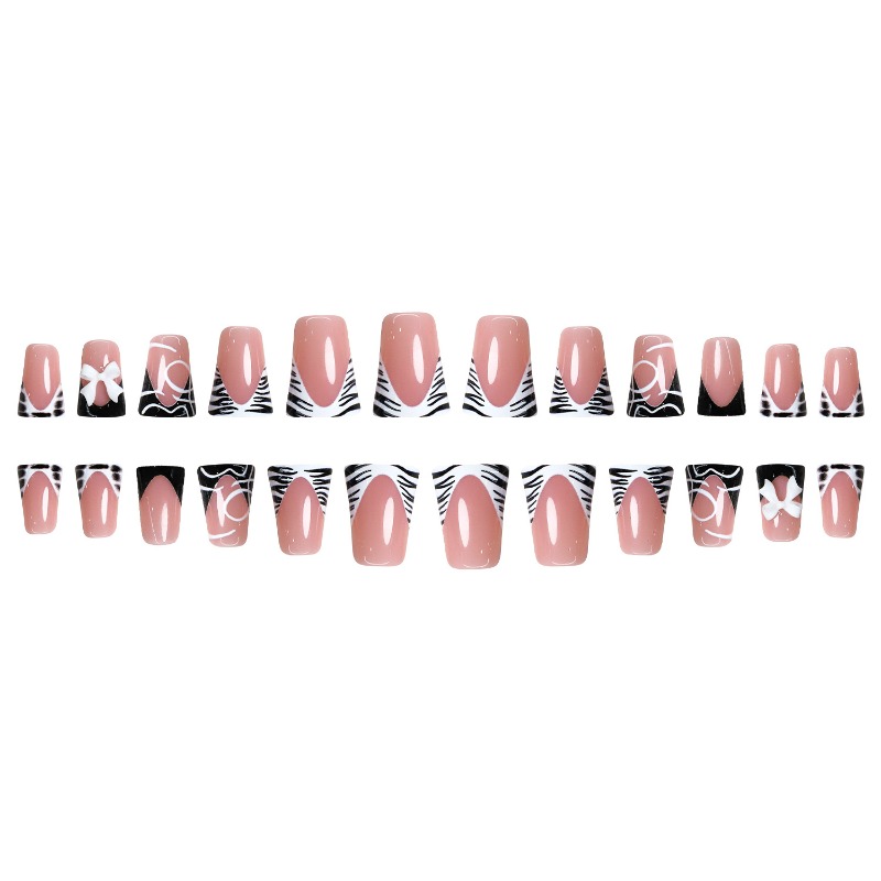 24PCS Simple Black Duckbill Fa - огляд і ціна Nail Art Zebra