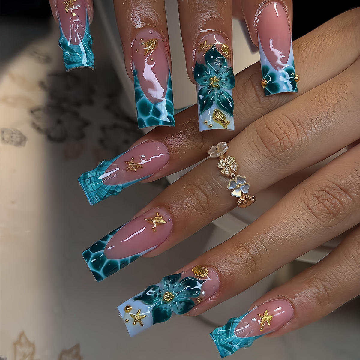 24Pcs Blue Gradient French Sty - огляд і ціна Nail Art Zebra