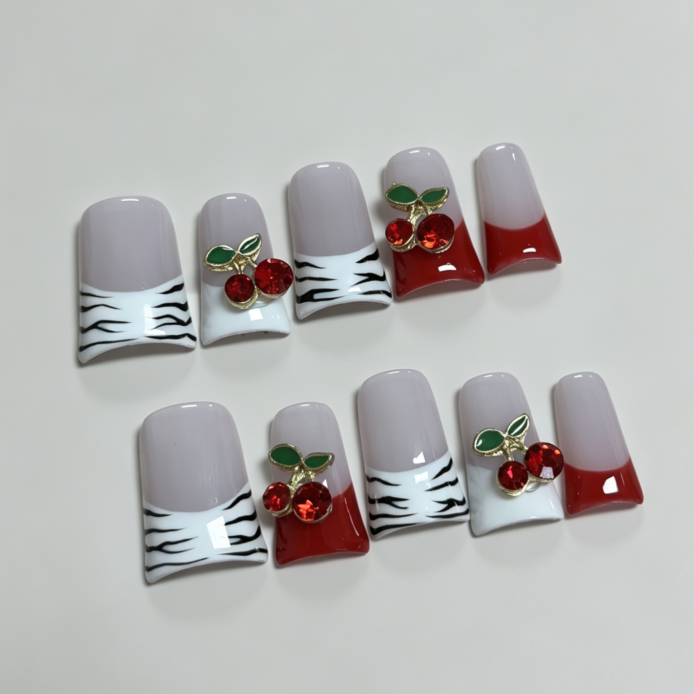 Medium Square 10Pcs French Pre - огляд і ціна Nail Art Zebra