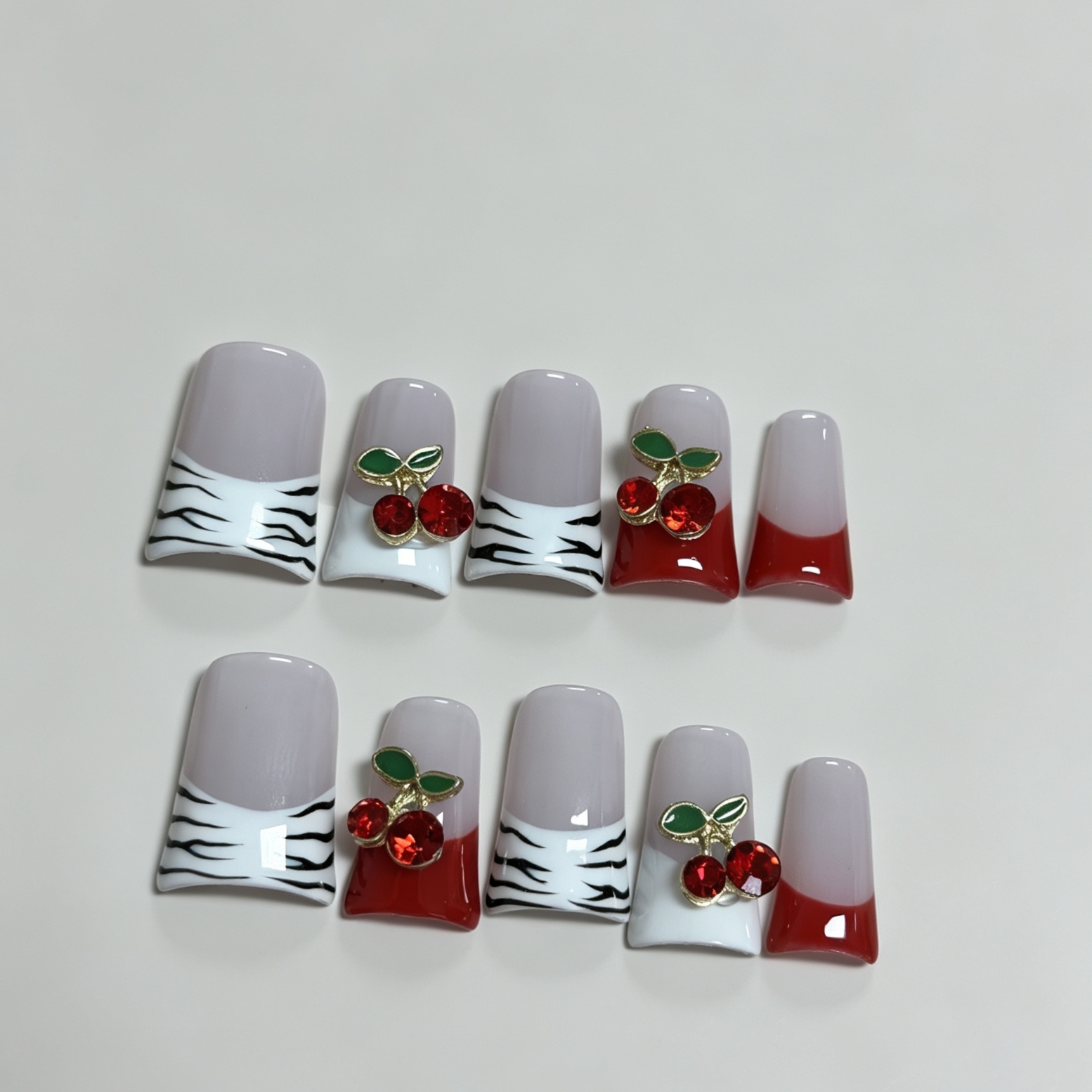 Medium Square 10Pcs French Pre - огляд і ціна Nail Art Zebra